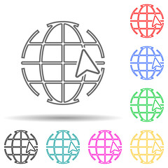 Global cursor multi color set icon. Simple thin line, outline vector of navigation icons for ui and ux, website or mobile application