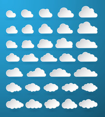 Wall Mural - cloud. abstract white cloudy set isolated on blue background. vector illustration