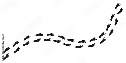 Fotomural Tracking human shoes, footsteps, paws people silhouette, hiking, route, steps, s