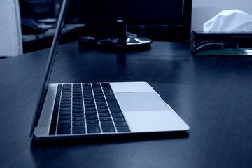 Closeup laptop with keyboard, Clean and neat computer