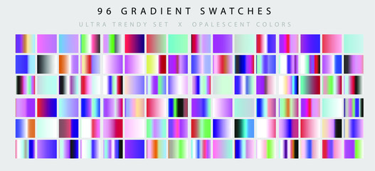 Aufkleber - Set of neon retrowave and vaporwave gradient swatched for design. UI kit, fancy modern trendy palette.