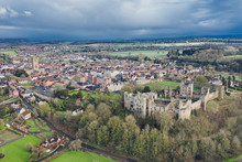 Aerial View Over Ludlow Town At Spring