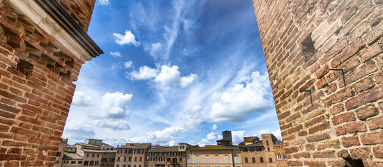 Sticker - Wonderful aerial view of Piazza del Campo, Siena on a beautiful sunny day