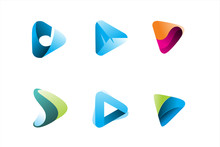 Pack Of Play Button Logo Icon Illustration 