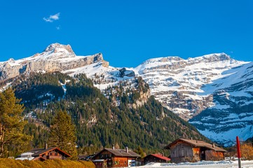 Wall Mural - Beautiful shot of the Diablerets glacier under a blue sky in Switzerland