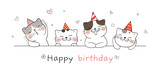 Fototapeta Fototapety na ścianę do pokoju dziecięcego - Draw banner cute cat for happy birthday.