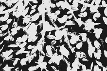 Abstract Black White Image With Long And Short Intermittent Lines Made By Brush. A Monochrome Image Drawn By Hand. Dirty Shabby Smears Of Black Paint. Vector Eps Illustration.