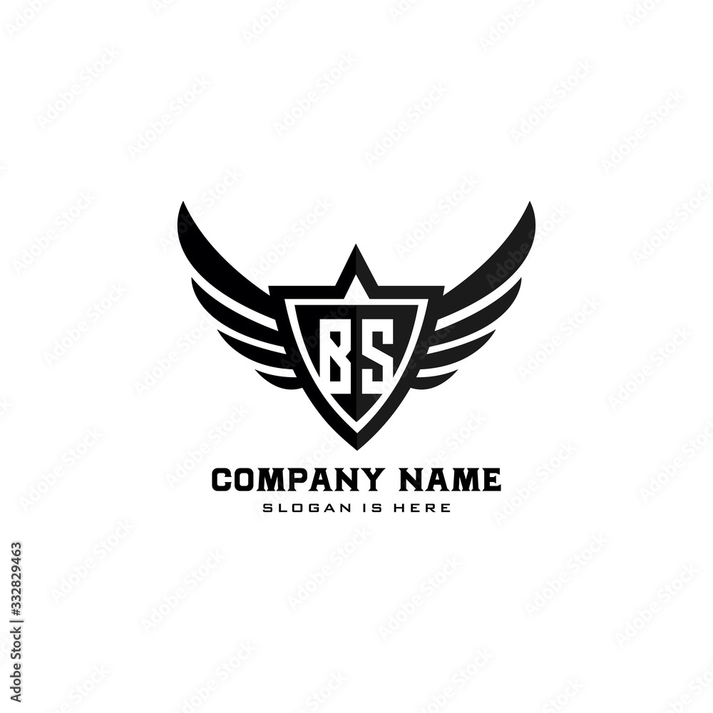 Initial letters BS shield shape black monogram logo vector Stock Vector ...