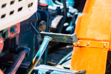 closeup of a tractor