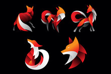 Pack Of Fox Logo Icon Illustration Vector