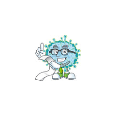 Wall Mural - cartoon character of coronavirus illness holding menu on his hand