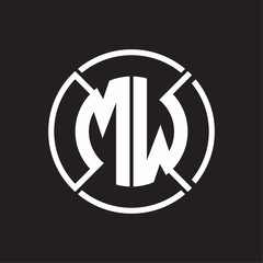 Wall Mural - MW Logo monogram with four part circle slash rounded design template