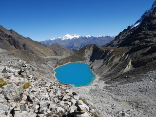 Wall Mural - blue lagoon close to salkantay pass in Peru