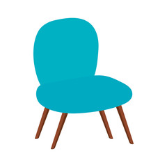 Sticker - comfortable chair blue color isolated icon vector illustration design