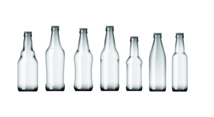 Wall Mural - Vector of a range of various shaped clear glass beer bottles