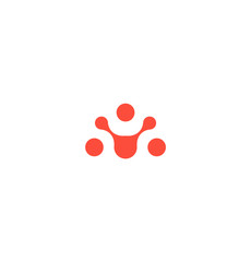Aufkleber - Abstract human icon, orange connecting circles. Minimal style logo template, teamwork emblem. Concept logotype design for business, technology and medicine, science and social. Vector logo.
