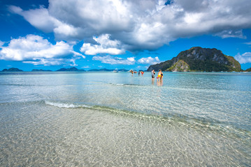 Wall Mural - Coastal Scenery of El Nido, Palawan Island, The Philippines, a Popular Tourism Destination for Summer Vacation in Southeast Asia, with Tropical Climate and Beautiful Landscape.