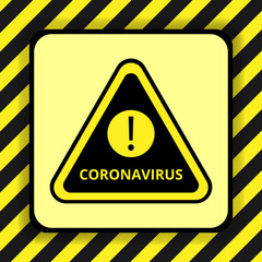 Coronavirus Warning Sign. Danger of infection with Covid-19. Dangerous Novel Coronavirus outbreak 2019-nCoV. Concept of coronavirus quarantine.