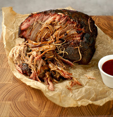 Wall Mural - a piece of pulled pork with sauce