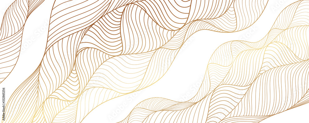 Luxury golden wallpaper. Art Deco Pattern, Vip invitation background texture for print, fabric, packaging design, invite.  Vintage vector illustration - obrazy, fototapety, plakaty 