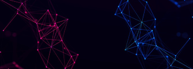 Abstract digital connection dots and lines. Technology background. Network connection structure. Plexus effect. 3d