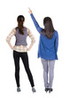 © ghoststone - Back view of two pointing girl in sweater.