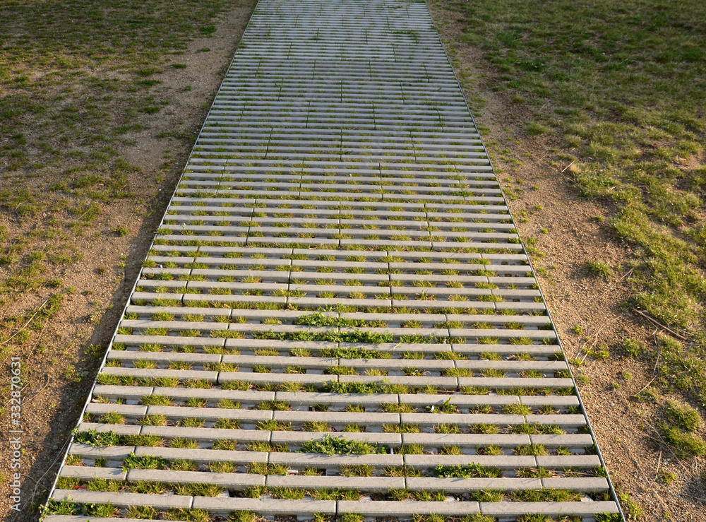 grass grate pavement made of prefabricated concrete for greening of car ...