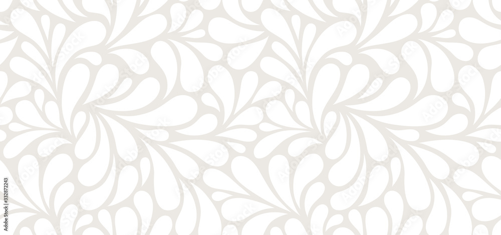Vector seamless beige pattern with white drops. Monochrome abstract floral background. - obrazy, fototapety, plakaty 