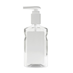 Realistic sanitizer gel bottle with pump. Gel or cream bottle dispenser. Pump container template. Hand sanitizer in 236ml bottle with pump.