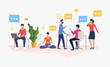 People working in modern office. Workplace, worker, technology concept. illustration can be used for topics like business, communication, coworking space