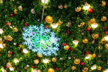 beautiful snowflake led and light ball decoration on christmas tree ornament