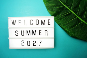 Wall Mural - welcome summer 2027 word in light box