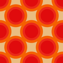 Circle Geometric Shapes. Vector EPS 10. Colorful Digital Illustration For Textile Design, Packaging Design. Wrapping Paper Print. Seamless Pattern. Graphic Design Element. 70s Funk Style. 