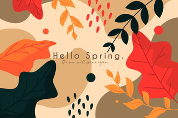 Wall Mural - Beautiful spring background with leaves