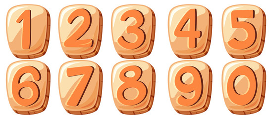Wall Mural - font design for number one to zero on white background