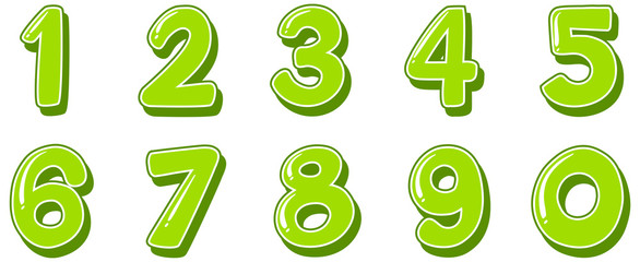 Wall Mural - font design for numbers one to zero on white background