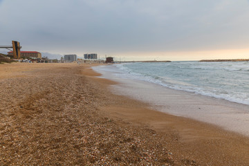 Wall Mural - Beach in Herzliya on a cloudy day