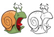 Vector Illustration of a Cute Cartoon Character Snail for you Design and Computer Game. Coloring Book Outline Set 