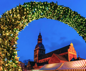 Poster - Entrance to Riga Christmas market Dome square new