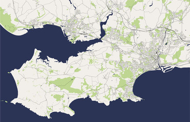 Wall Mural - map of the city of Swansea, Glamorgan, West Glamorgan, Wales, UK