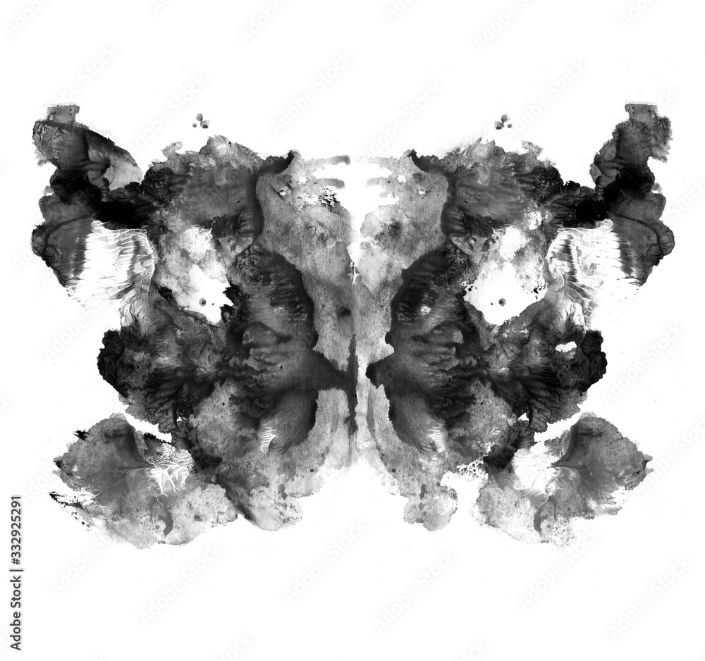 Black Ink Test Roshack Rorschach test ink blot illustration. Psychological test. Silhouette of ...
