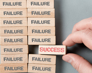 Poster - Wooden Blocks with Failure and Success Concept