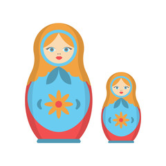 Poster - Cartoon Color Russian Dolls Matryoshka Icon Set. Vector