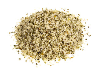 Wall Mural - Shelled Hemp Seeds isolated on white Background