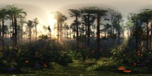 Trees In The Fog. Environment Map. HDRI Map. Equidistant Projection. Spherical Panorama. Landscape 3D Rendering