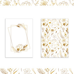 Gold floral card, two-sided, congratulations on holiday