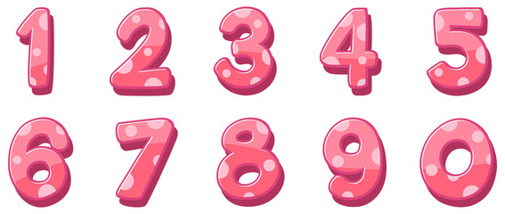 Poster - Font design for numbers one to zero on white background