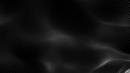 Dot white black wave technology texture background. Abstract big data digital concept. 3d rendering.