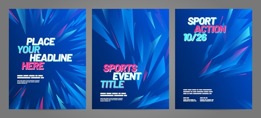 Wall Mural - Poster layout design with abstract dynamic shapes for sport event, invitation, awards or championship. Sport background.