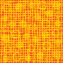 Bright Orange Irregular Grid Pattern With Polka Dots